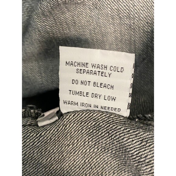 Vtg 1738 Denim Vest Jacket Cotton 3XL Biker Rockabilly Black Shredded Acid Wash - Picture 8 of 8